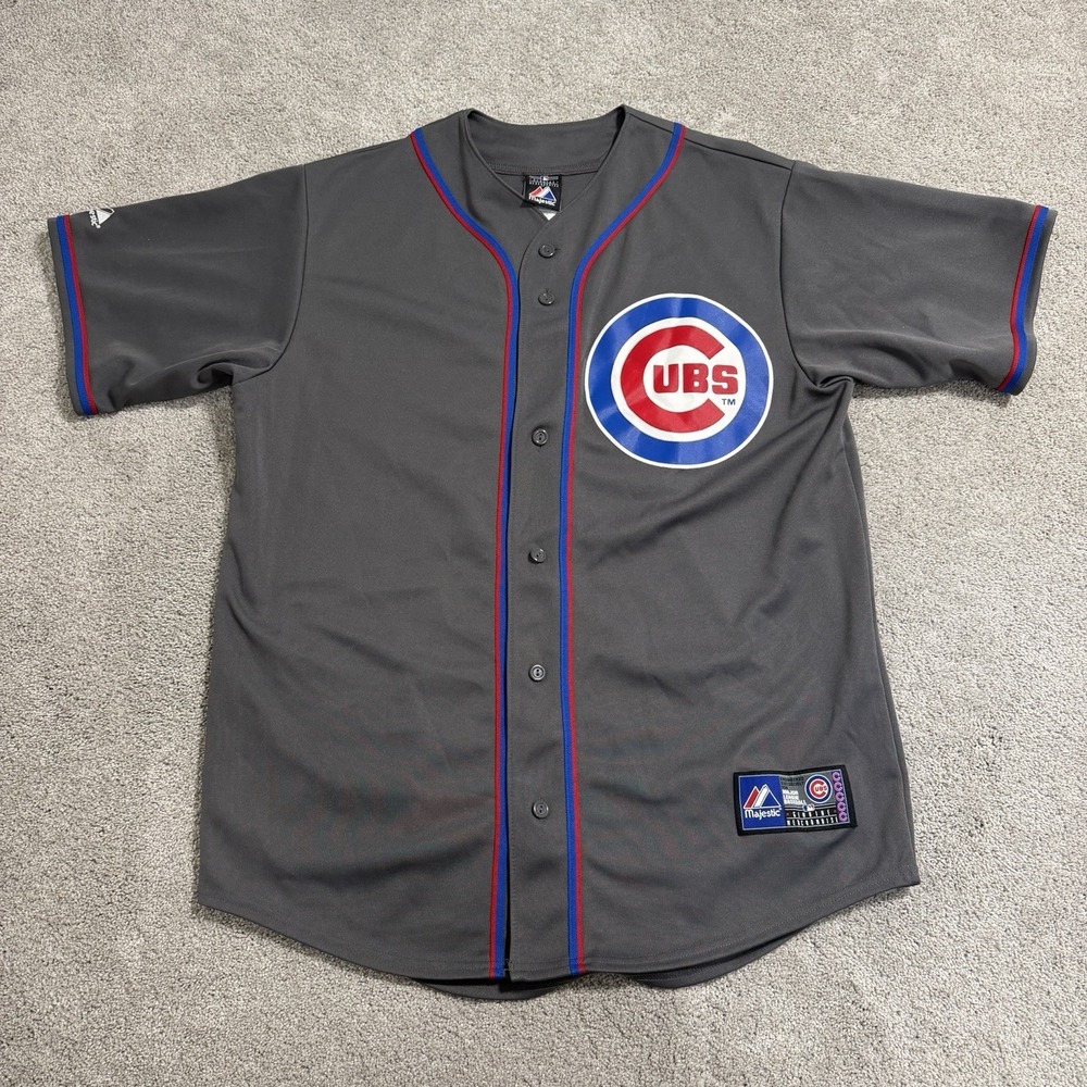 Majestic Alfonso Soriano Chicago Cubs Jersey Mens Sz L Grey MLB Baseball